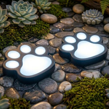 (White - 2 Pieces, -) 8PCS Paw Cute Print Solar Lights, Dog Cat Footprint Garden Decor