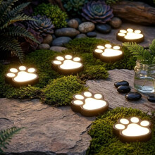 (6PCS Warm, -) 8PCS Paw Cute Print Solar Lights, Dog Cat Footprint Garden Decor