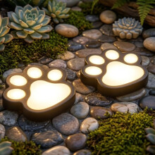 (2PCS Warm, -) 8PCS Paw Cute Print Solar Lights, Dog Cat Footprint Garden Decor