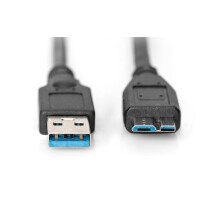 Cable USB 3.1 Gen.1 SuperSpeed de 5 Gbps de DIGITUS, USB tipo A/microB macho/macho, negro, 1 m