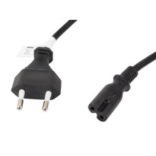 Cable de alimentación Lanberg CEE 7/16 -> IEC 320 C7 EURO (radio) de 1,8 m, VDE, negro
