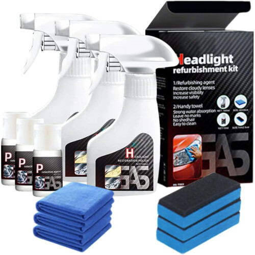 (3Set, -) 2025 Headlight Restoration Kit, Multifunctional Cleaner 1Set