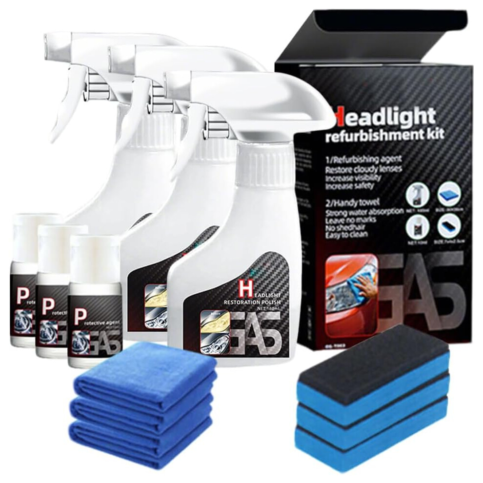 (3Set, -) 2025 Headlight Restoration Kit, Multifunctional Cleaner 1Set 5437706699972