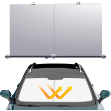 (1Set+4Side Windows, -) 2025 Retractable Car Sunshade, 27x53inch Suction Cup 1 Set