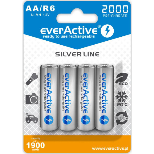 AA/R6 everActive Silver Line 2000 mAh batterier 4 stk.