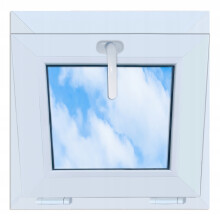 Hvidt PVC-vindue, vippebart, 50x50, nyt, 500x500, dobbeltglas, vippebart, top