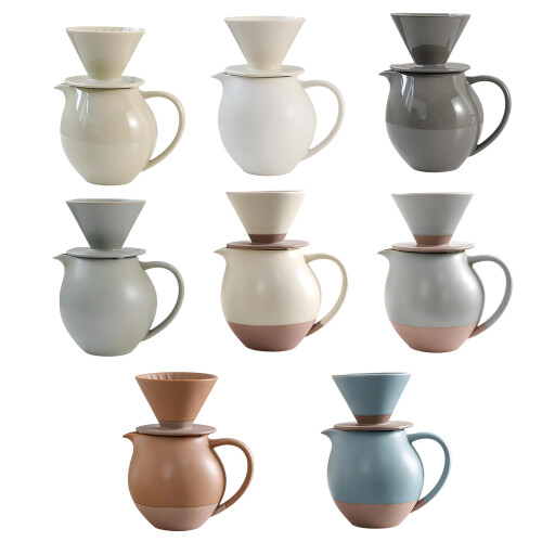 Ensemble de préparation de café en céramique élégant avec-Gris 1
