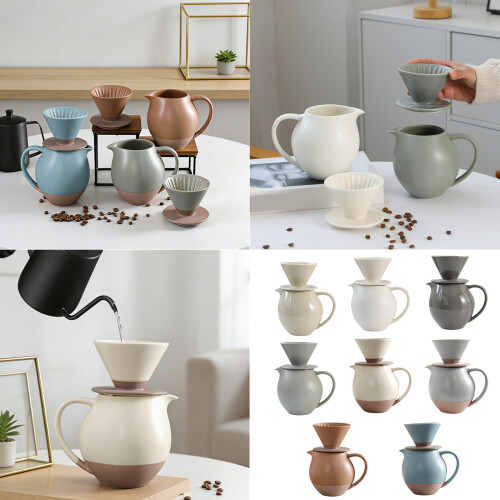 Ensemble de préparation de café en céramique élégant avec-Gris 2