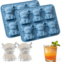 (2pcs-cow, -) 2025 Hochland Kuh Eiswürfelform, 2 Stück, Kuh, Silikon, 3D, Whiskey, Cocktails, Party, Geschenk, Eis, Form, Vieh, Cute