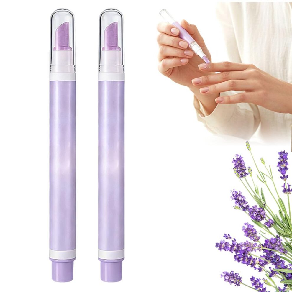 Oimg (Lavender Scent*2, -) 2 In 1 Cuticle Oil Pusher Pen, Ceramic Nail Care Mix