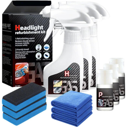 (3Set, -) 2025 Headlight Restoration Kit, Multifunctional Cleaner 1Set