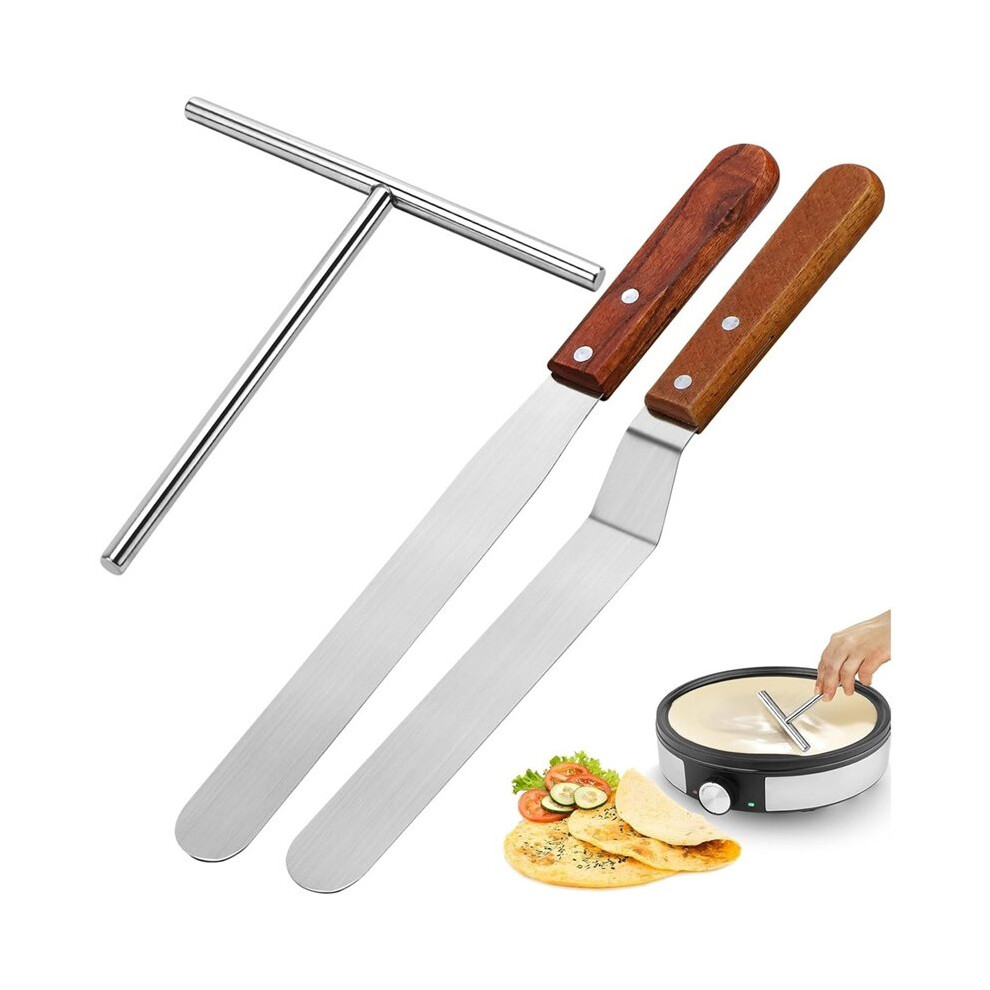 Crepes Distributor Set, Stainless Steel Crepe Spatula With 2 Spatulas, Crepes Accessories (Pack Of 3) 4712034546657