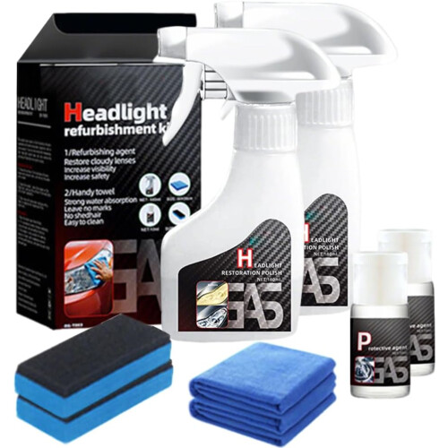(2Set, -) 2025 Headlight Restoration Kit, Multifunctional Cleaner 1Set
