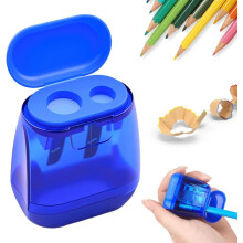 (Blue, -) 4 Pcs Dual Hole Pencil Sharpeners, Colored Handheld Pink