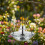 (Gray, -) Fontaine oiseaux solaire, violet 1