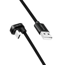 Cable USB-C - USB-A USB 2.0 LogiLink CU0193, macho/macho, en ángulo, negro, 2 m