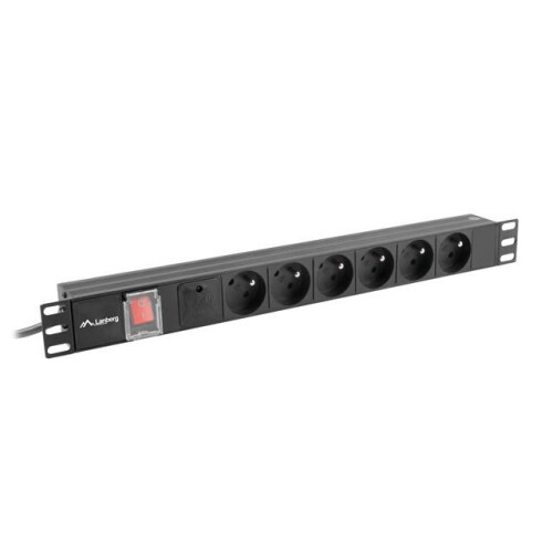 Lanberg strømskinne til RACK 1U 16A PDU 6x PL 2m Sort