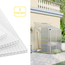 (61*122CM, 6 pieces) 6pcs 4mm Polycarbonate Sheets, Outdoor Garden Greenhouse/shed/pavilion/window/canopy Roof Plate Transparent Hollow