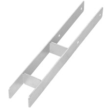 Base per colonna a forma di H per incassamento, staffa, ancoraggio in acciaio zincato, 80 mm