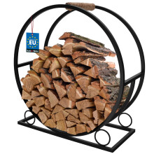 KOTARBAU Brennholzträger für Kamin, Stahl, Metall, dekorativer Holzkorb mit Rollen, schwarz, 55 x 25 x 60 cm