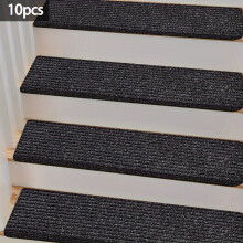 (Black And White, 10) Indoor Wooden Step Stair Pedals, 5pcs/10pcs of Non-slip Self-adhesive Stair Carpet Set, 30x8x1.8inch (76x20x4.5cm)