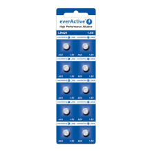 Mini piles alcalines everActive AG1 G1 LR621 LR60 - blister de 10 pièces