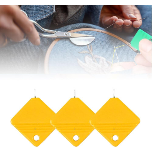 (3Pcs-Yellow, -) Automatic Sewing Needle Threader, Quick-Loop Device Light Blue