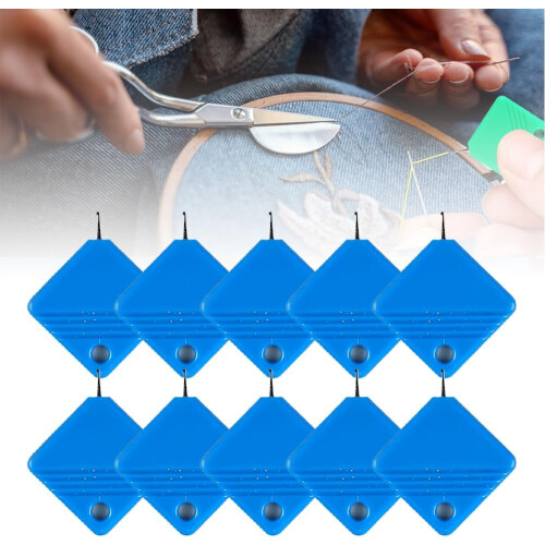(10Pcs-Blue, -) Automatic Sewing Needle Threader, Quick-Loop Device Light Blue