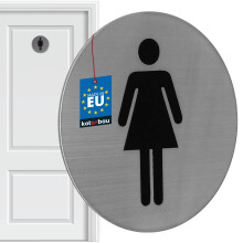 KOTARBAU Női WC Ajtótábla Piktogram Kerek Öntapadós Rozsdamentes Acél 7 X 7 CM