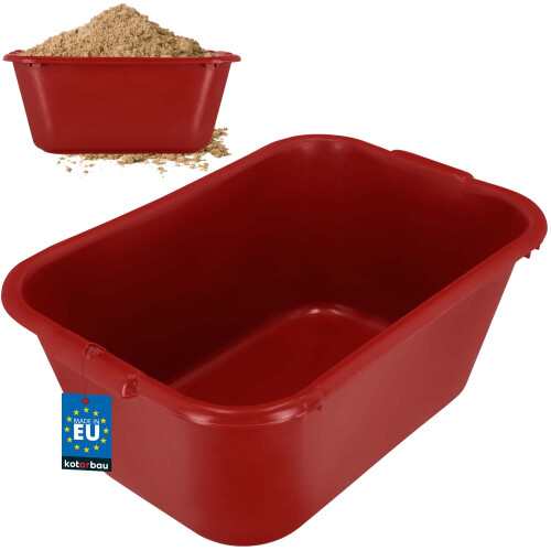 Contenedor rectangular para mortero de construcción de jardín, 55 L, color rojo.