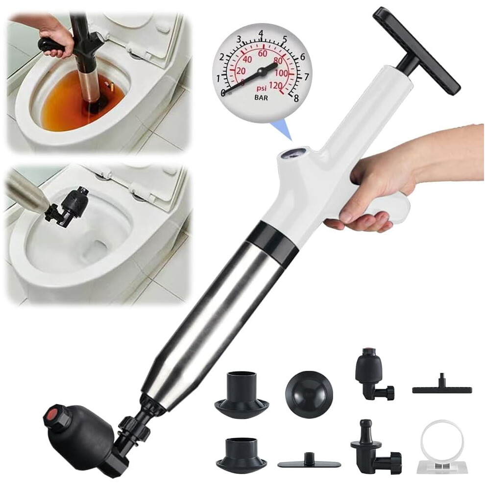 (White, -) High-Pressure Air Drain Blaster, Toilet Plunger Grey 5437706961277