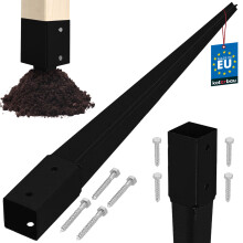 KOTARBAU Base in acciaio per palo di ancoraggio a terra per pergole e gazebo, 46 x 46 x 600 mm, nera