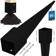 KOTARBAU Base in acciaio per palo di ancoraggio a terra per pergole e gazebo, 101 x 101 x 750 mm, nera