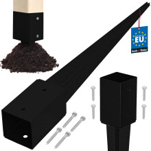 KOTARBAU Base in acciaio per palo di ancoraggio a terra per pergole e gazebo, 81 x 81 x 750 mm, nera