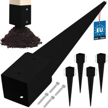 KOTARBAU Base in acciaio per pali di supporto, ancoraggio a terra per pergole e gazebo, 101 x 101 x 750 mm, nera, set da 4 pezzi