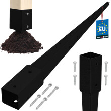 KOTARBAU Base in acciaio per palo di ancoraggio a terra per pergole e gazebo, 61 x 61 x 750 mm, nera