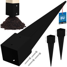 KOTARBAU Base in acciaio per palo di ancoraggio a terra per pergole e gazebo, 121 x 121 x 750 mm, nera, set da 2