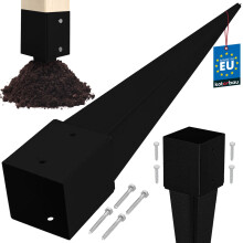 KOTARBAU Base in acciaio per palo di ancoraggio a terra per pergole e gazebo, 121 x 121 x 750 mm, nera