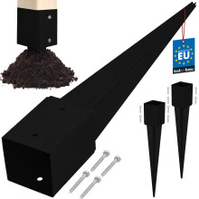 KOTARBAU Base in acciaio per pali di supporto, ancoraggio a terra per pergole e gazebo, 101 x 101 x 750 mm, nera, set da 2 pezzi