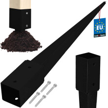 KOTARBAU Base in acciaio per palo di ancoraggio a terra per pergole e gazebo, 71 x 71 x 750 mm, nera