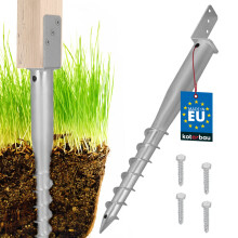 Base per palo di ancoraggio a terra in acciaio a forma di L, 63 x 735 mm
