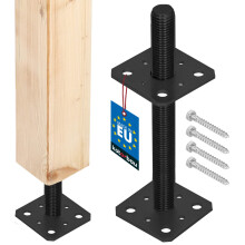 KOTARBAU Állítható Acél Csavaros Oszloptalp Pavilonokhoz és Sátorokhoz M24 Menet Antracit 80 x 250 MM