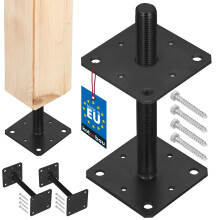 KOTARBAU Állítható Acél Oszloptalp Csavaros Horgony Pavilonokhoz M24 Menet Antracit 110 X 252 MM 2 Darabos Készlet