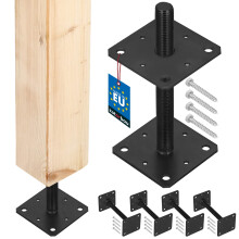KOTARBAU Állítható Acél Csavaros Oszloptalp Horgony Pavilonokhoz és Pavilonokhoz M24 Menet Antracit 110 X 252 MM 4 Darabos Készlet