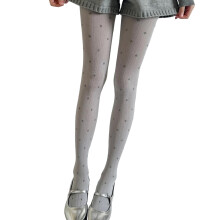 Collants semi-opaques pour femmes avec tricot-OS gris clair
