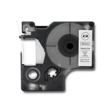 Qoltec Ragasztószalag DYMO D1 45013-hoz | 12mm x 7m | Fehér/Fekete Nyomtatás