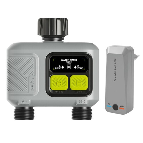 2 Zone WiFi  Water Timer App Control Garden Auto Irrigation Watering System Rain Delay with Gateway EU Plug