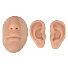 Flexible Silicone Human Body Models Kit, Flesh Color Nose Ear Mouth Puncture Practice Display Tool for Piercing Training
