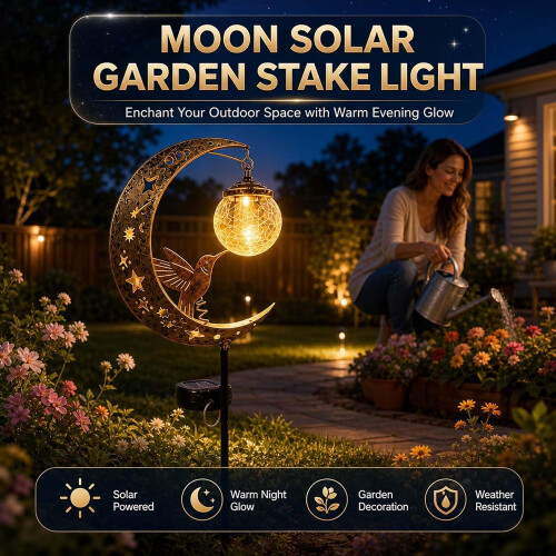 (2PCS, -) 2PCS Hummingbird Moon Solar Garden Stake Light 1