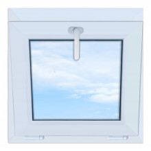 Weißes PVC-Fenster, kippbar, 60x60, neu, 600x600, von oben kippbar, doppelt verglast